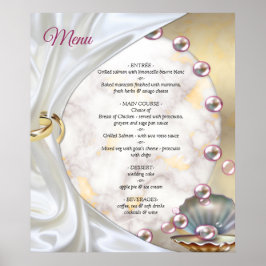 Ivoor Zijde, Gouden Kant & Parels en Marmer Poster