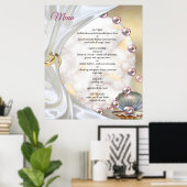 Ivoor Zijde, Gouden Kant & Parels en Marmer Poster (Thuiskantoor)