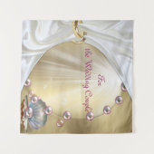 Ivoor Zijde, Gouden Kant & Parels en Marmer Wandkleed (Voorkant (horizontaal))