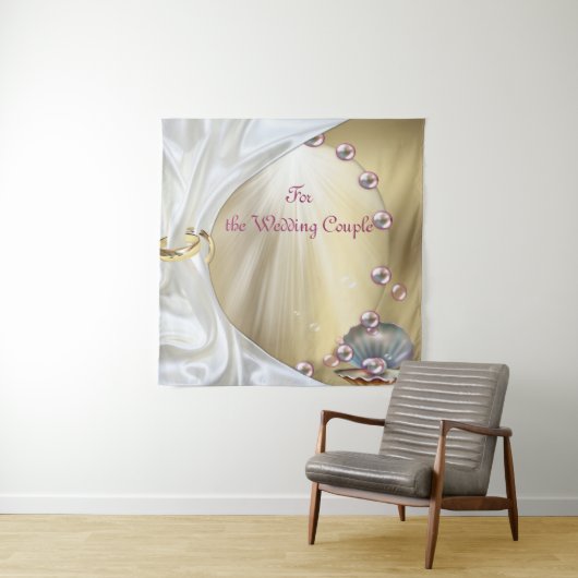 Ivoor Zijde, Gouden Kant & Parels en Marmer Wandkleed (In situ)