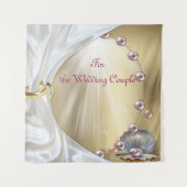 Ivoor Zijde, Gouden Kant & Parels en Marmer Wandkleed (Voorkant)