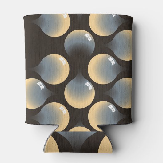 Ivoor Zilver: Geometrisch Droplets Design Blikjeskoeler (Achterkant)