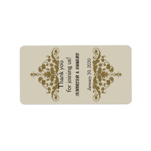 Ivoor Zwart en Goud Damask Bruiloft Lip Balm Label