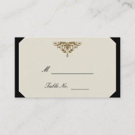 Ivoor Zwart en Goud Damask Trouwplaats Kaarten Plaatskaartje