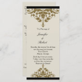 Ivoor Zwart en Goud Damask Trouwprogramma Programmakaart (Voorkant / Achterkant)