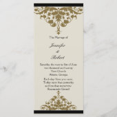 Ivoor Zwart en Goud Damask Trouwprogramma Programmakaart (Voorkant)