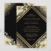 Ivoor Zwart Goud Confetti Geometrische Bloemen Huw Kaart (Voorkant / Achterkant)