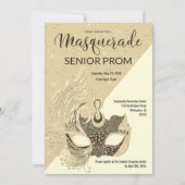 Ivoor Zwart Goud Sparkle Glitter Masquerade Prom Kaart (Voorkant)