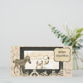  Ivoor & Zwarte Zebra Kerstkaart (Staand voorkant)