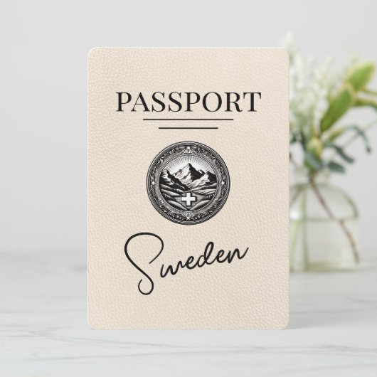 Ivoor Zweden Paspoort Bewaar de datum Save The Date (Staand voorkant)