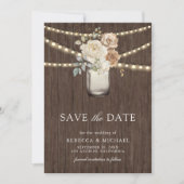Ivoorbeige Bloemen Mason Jar Foto bruiloft Save The Date (Voorkant)