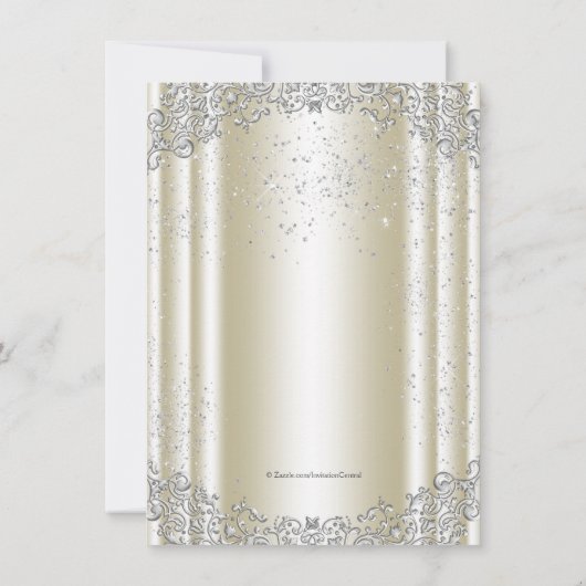 Ivoorbeige parel kruis eerste communie kaart (Achterkant)