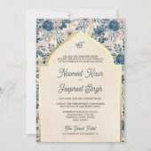 Ivoorblauw Bloemen Foto Anand Karaj Sikh Bruiloft Kaart (Voorkant)