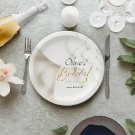 Ivoorbloei & Elegant Gold Script Vrijgezellenfeest Papieren Bordje