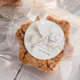 Ivoorbloei & Elegant Gold Script Vrijgezellenfeest Ronde Sticker