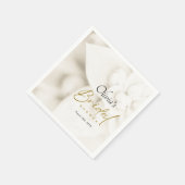 Ivoorbloei & Elegant Gold Script Vrijgezellenfeest Servet (Hoek)