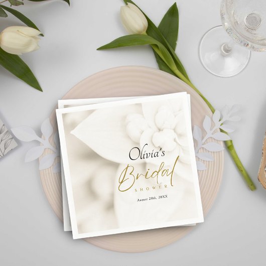 Ivoorbloei & Elegant Gold Script Vrijgezellenfeest Servet
