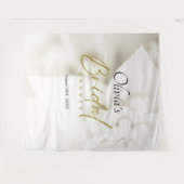 Ivoorbloei & Elegant Gold Script Vrijgezellenfeest Wandkleed (Voorkant (horizontaal))