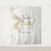 Ivoorbloei & Elegant Gold Script Vrijgezellenfeest Wandkleed (Voorkant)