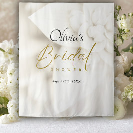 Ivoorbloei & Elegant Gold Script Vrijgezellenfeest Wandkleed