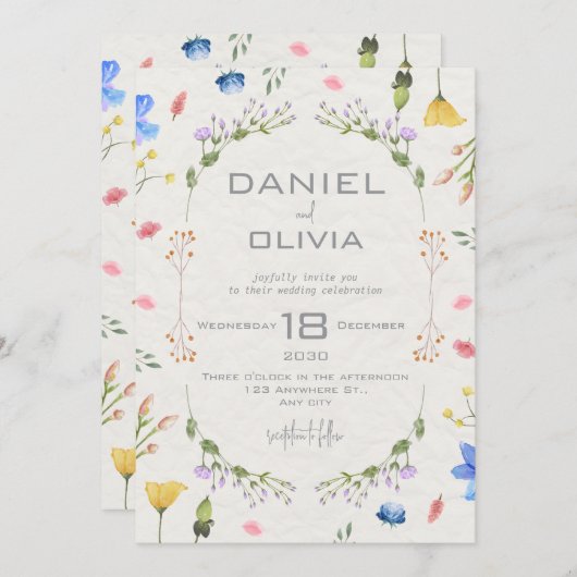 Ivoorbloem Waterverf bruiloft Kaart (Voorkant / Achterkant)