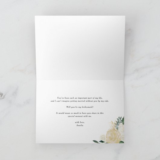 Ivoorbloemen Elegant Wil je mijn bruidsmeisje zijn Kaart (Binnen)