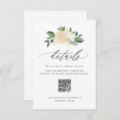 Ivoorbloemen en groen QR Code Trouwdetails Informatiekaartje (Voorkant / Achterkant)