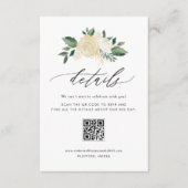 Ivoorbloemen en groen QR Code Trouwdetails Informatiekaartje (Voorkant)
