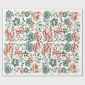 Ivoorbloemen en vetplanten herfst cadeaupapier (Vlak)