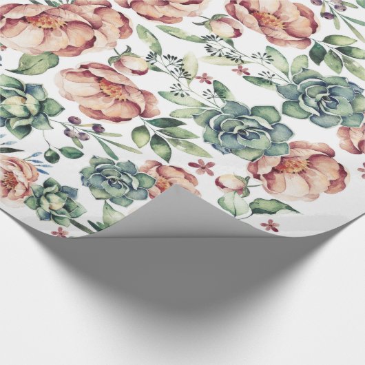 Ivoorbloemen en vetplanten herfst  cadeaupapier (Hoek)