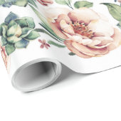 Ivoorbloemen en vetplanten herfst cadeaupapier (Rol Hoek)