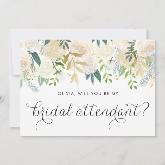 Ivoorbloemen, jij bent mijn bruidsbegeleider kaart (Voorkant)