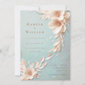 Ivoorbloemen op uitnodiging voor bruiloft (Voorkant)