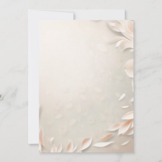 Ivoorbloemen op uitnodiging voor bruiloft (Achterkant)