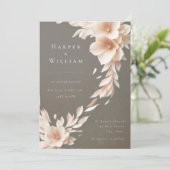 Ivoorbloemen op uitnodiging voor bruiloft (Staand voorkant)