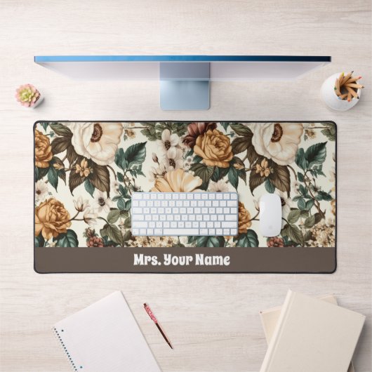  ivoorbloemen, veelkleurige Rozen Bureaumat (Kantoor 1)