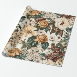 ivoorbloemen, veelkleurige Rozen Cadeaupapier