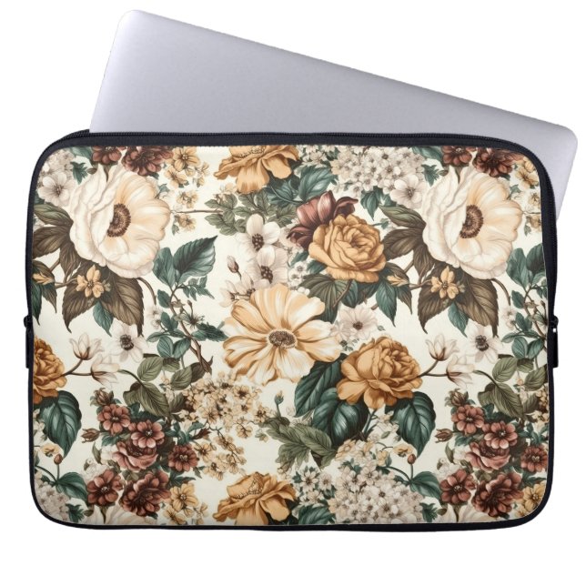  ivoorbloemen, veelkleurige Rozen Laptop Sleeve (Voorkant)