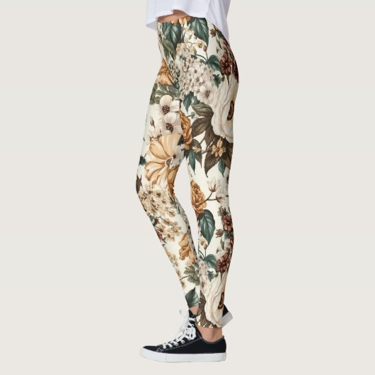  ivoorbloemen, veelkleurige Rozen Leggings (Links)