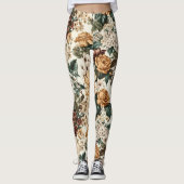  ivoorbloemen, veelkleurige Rozen Leggings (Voorkant)