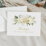 ivoorbloemige bridesmaid bedankt je kaartje uitnodiging briefkaart<br><div class="desc">Een mooi zomergroen ontwerp met elegante ivoren witte bloemen. De tekst en de kleuren kunnen worden gepersonaliseerd.</div>