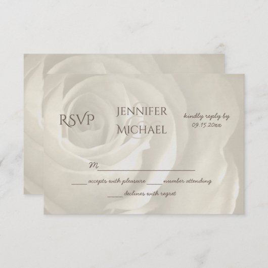 ivoorbloemige, elegante bruiloft RSVP (Voorkant / Achterkant)