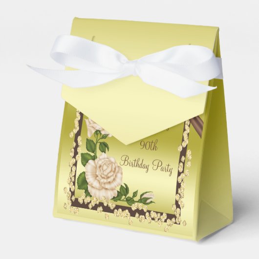 Ivoorbloesem, Bogen & Diamanten 90e Bedankdoosjes (Voorkant Zijde)
