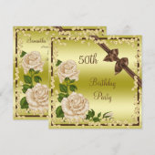 Ivoorbloesem, bogen en diamanten 50e verjaardag kaart (Voorkant / Achterkant)