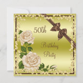 Ivoorbloesem, bogen en diamanten 50e verjaardag kaart (Voorkant)