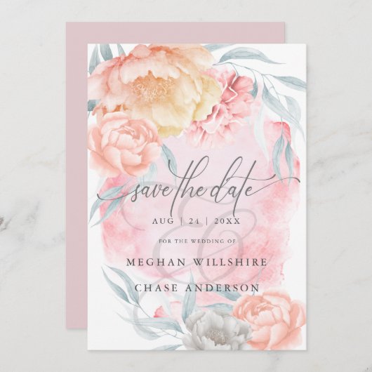 Ivoorblos Rustiek Elegante Bloemen Uitnodiging (Voorkant / Achterkant)