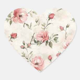 Ivoorblush roze rozen Bloemen Hart Sticker