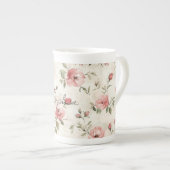 Ivoorblush roze rozen Bloemen Porselein Kop (Voorkant rechts)