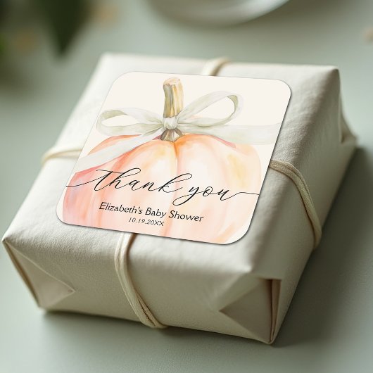 Ivoorboog Kleine Pompoen Baby Shower Vierkante Sticker