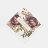 Ivoorbordeaux bloemen herfst winterbruiloft servet (Hoek)